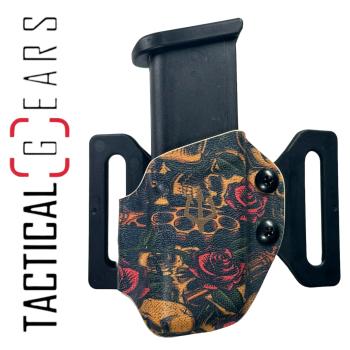 BLACK TRIDENT® - SINGLE MAG CARRIER - OWB - 9MM / .40 S&W - SKULLS & ROSES 2.0